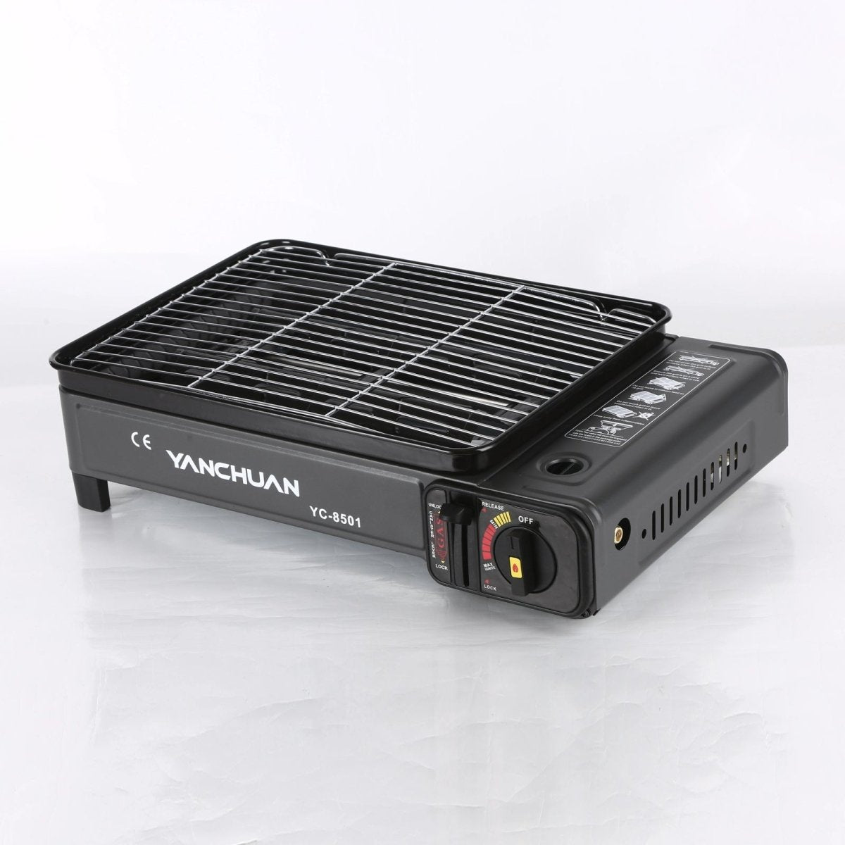 Portable Gas Stove Burner Butane BBQ Camping Gas Cooker With Non Stick Plate Black โ image 2