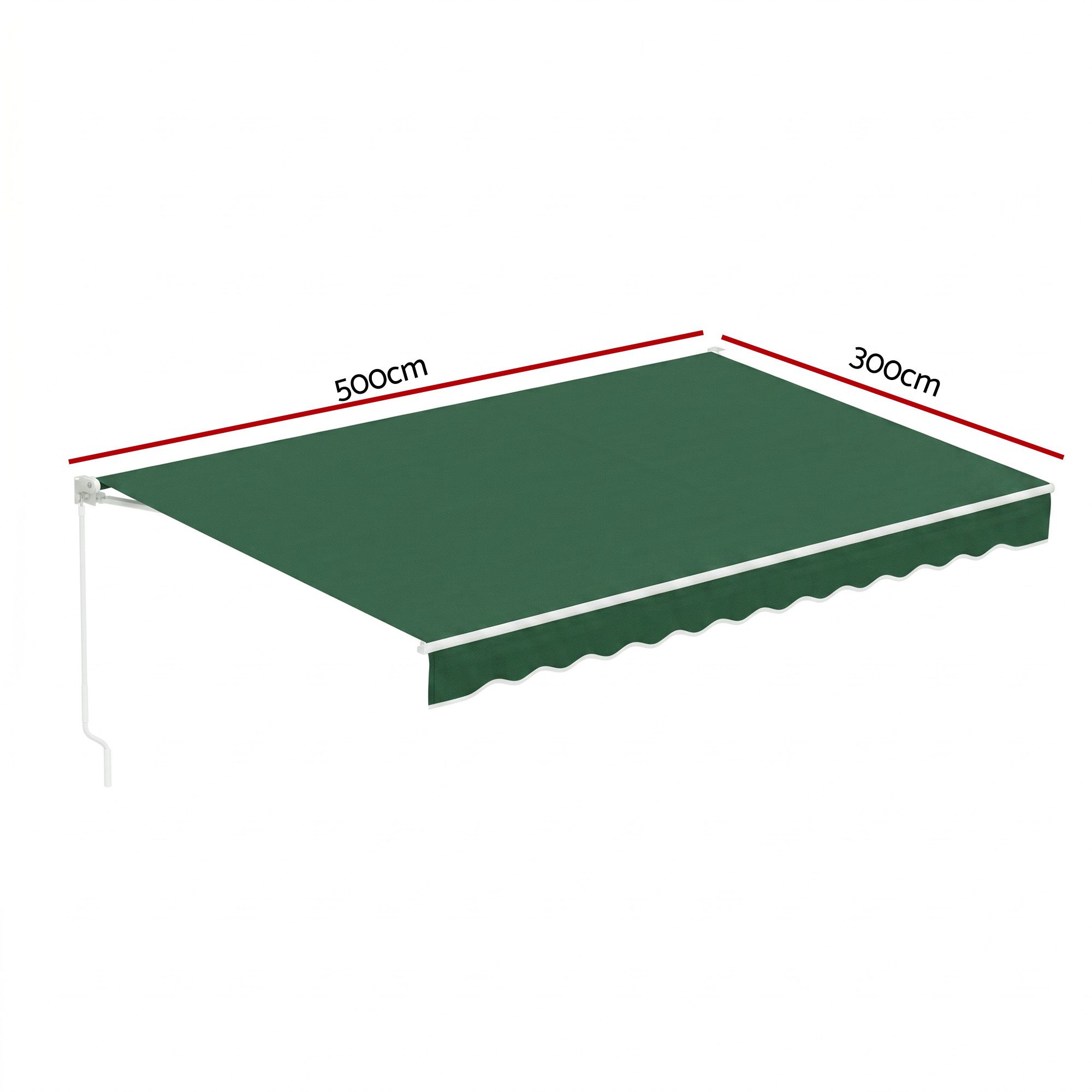 Instahut Retractable Folding Arm Awning Manual Sunshade 5Mx3M Dark Green — image 2