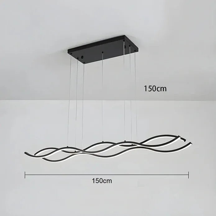 BAMDECOR A2569 1.5m Antizer Nordic Minimalist Wave Long Pendant Light (Black) — image 5