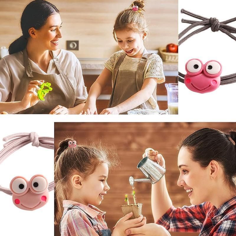 Cartoon Hair Rubber Hair Ring Frog Head Rope Hand Strap Couples Girl Hair Rope - Green โ image 4