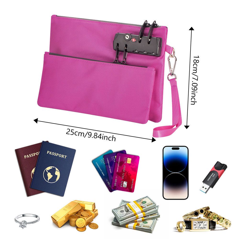 Money Bag with Lock, Double layer Men & Women's Locking Accessories Pouch, Bank Bag, Passports, Notary Supplies, Valuable StorageBag,CashBag and Zipper โ image 5