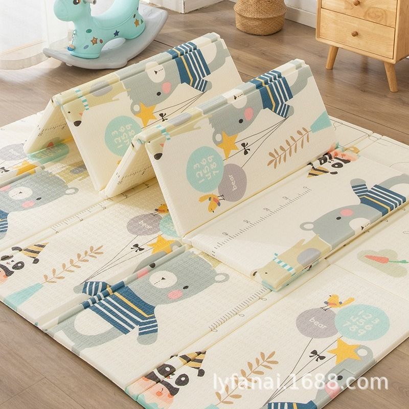 double-sided cartoon mat, folding mat, 2cm living room mat, game mat, odor-free mat, children play mat, foam mat, floor mat Australia - Spraying - water Little — image 4