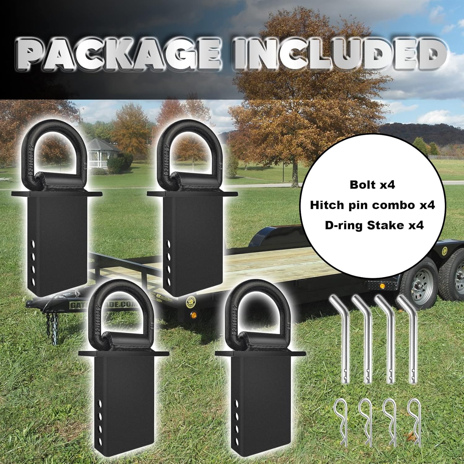 Stake Pocket D Rings 4Pcs 18000lbs Heavy Duty Removable D-Ring Stake Pocket Tie Down for Utility Trailers and Flatbeds with Hitch Pin, Removable Tie Down โ image 5