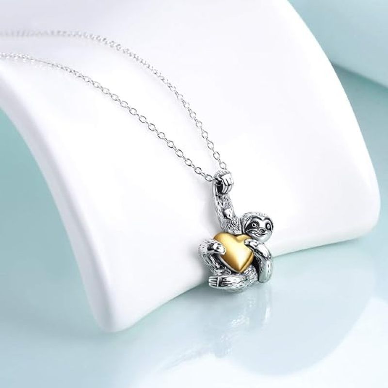 Gifts Necklace Heart Crystal Sloth for Women Girls Men Christmas Gifts sloth Trendy, simple, classic design — image 4