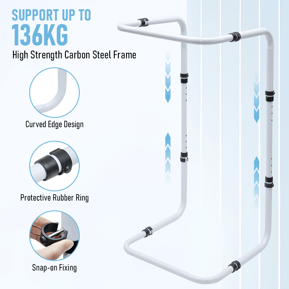 Blanket Lifter Bar 62-82cm Height Adjustable Feet Tent Steel Bed Cradle Max Load 136kg with 4 Clips for Feet Toes Leg Knee Ankle Post Surgery Recovery โ image 5