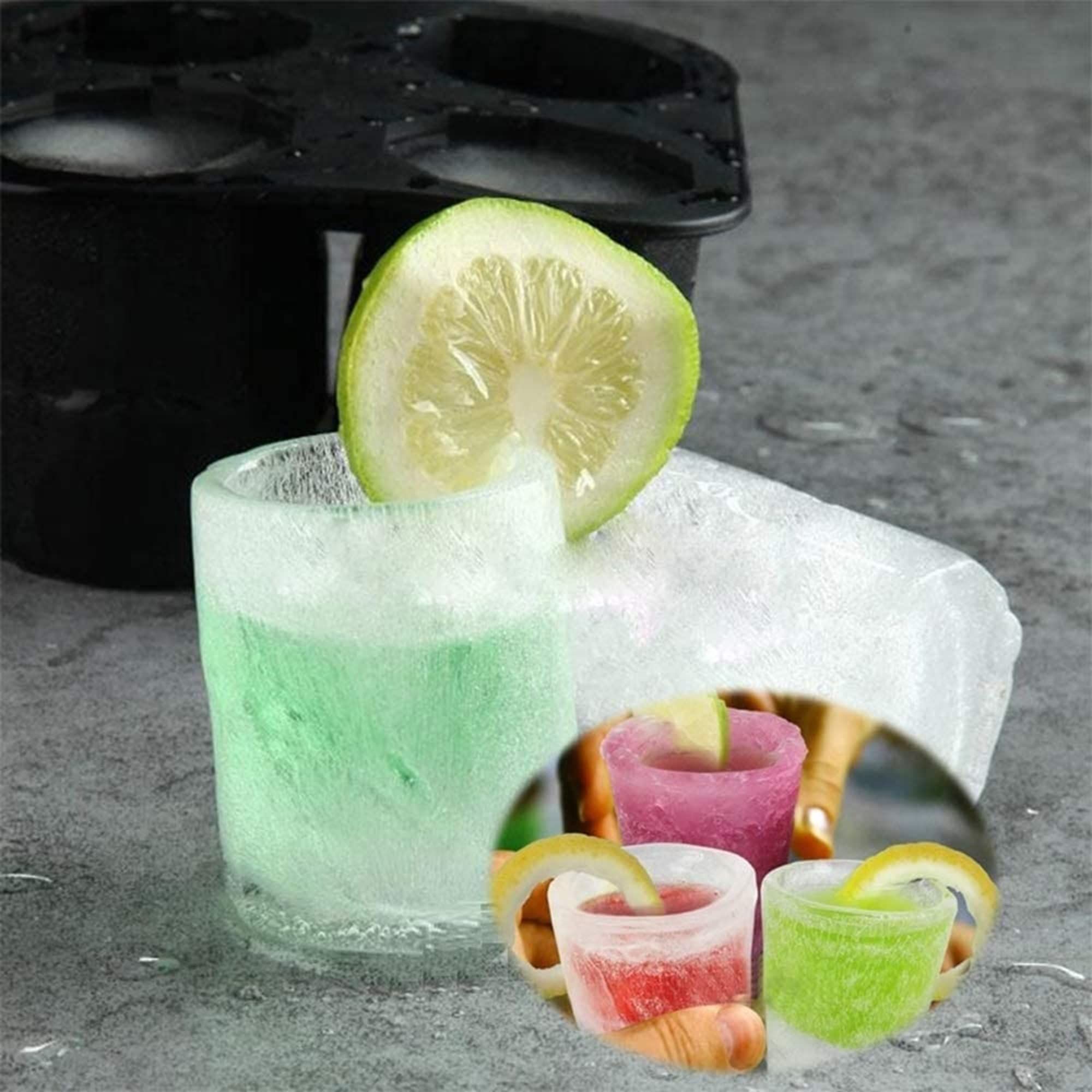 Silicone Shot Glass Ice Molds/Trays for Freezer with 4 Cavities, Reusable Whiskey Glass Ice Cubes, Holds 1oz Each, 1.3 Inch — image 2