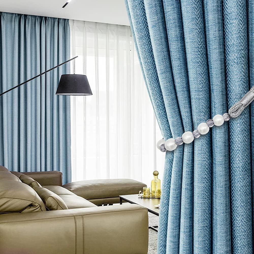 2 Pack Acrylic Pearl Curtain Tie Backs Curtain Hooks, Elegant Beads Curtain Rope Straps, Decorative Holdbacks Curtain Holders, 29in Golden Yellow โ image 6