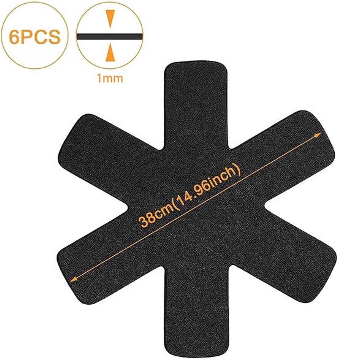 Pan Protectors - 6 Pieces - 38 Cm - Pan Protector - For Between Pans - Protection Set - Prevent Scratches on Cutlery - Anti-Scratch - Heat Resistant - Black — image 2