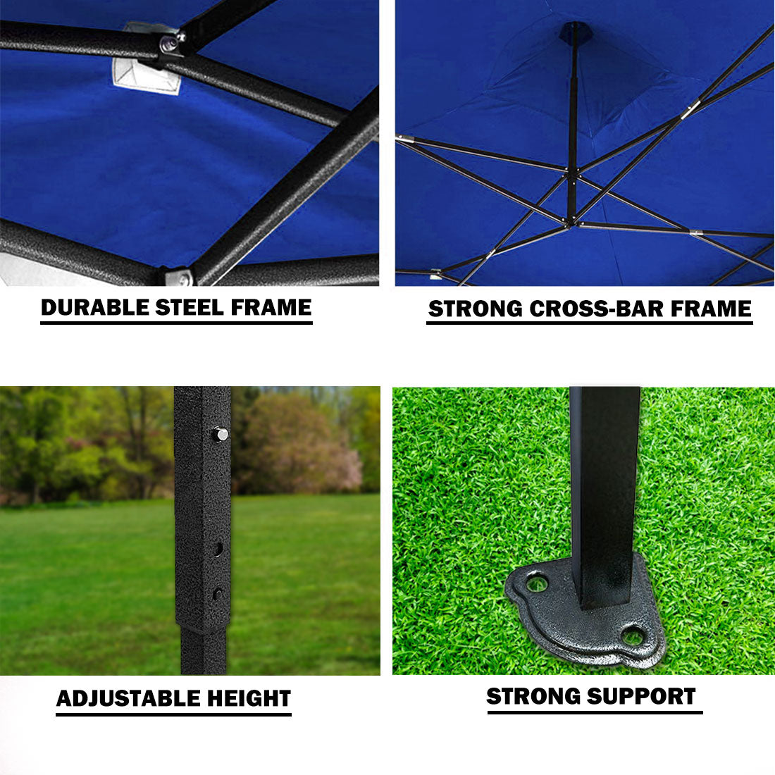 3x3m Pop Up Gazebo Outdoor Tent Folding Marquee Party Camping Market Canopy - blue — image 6