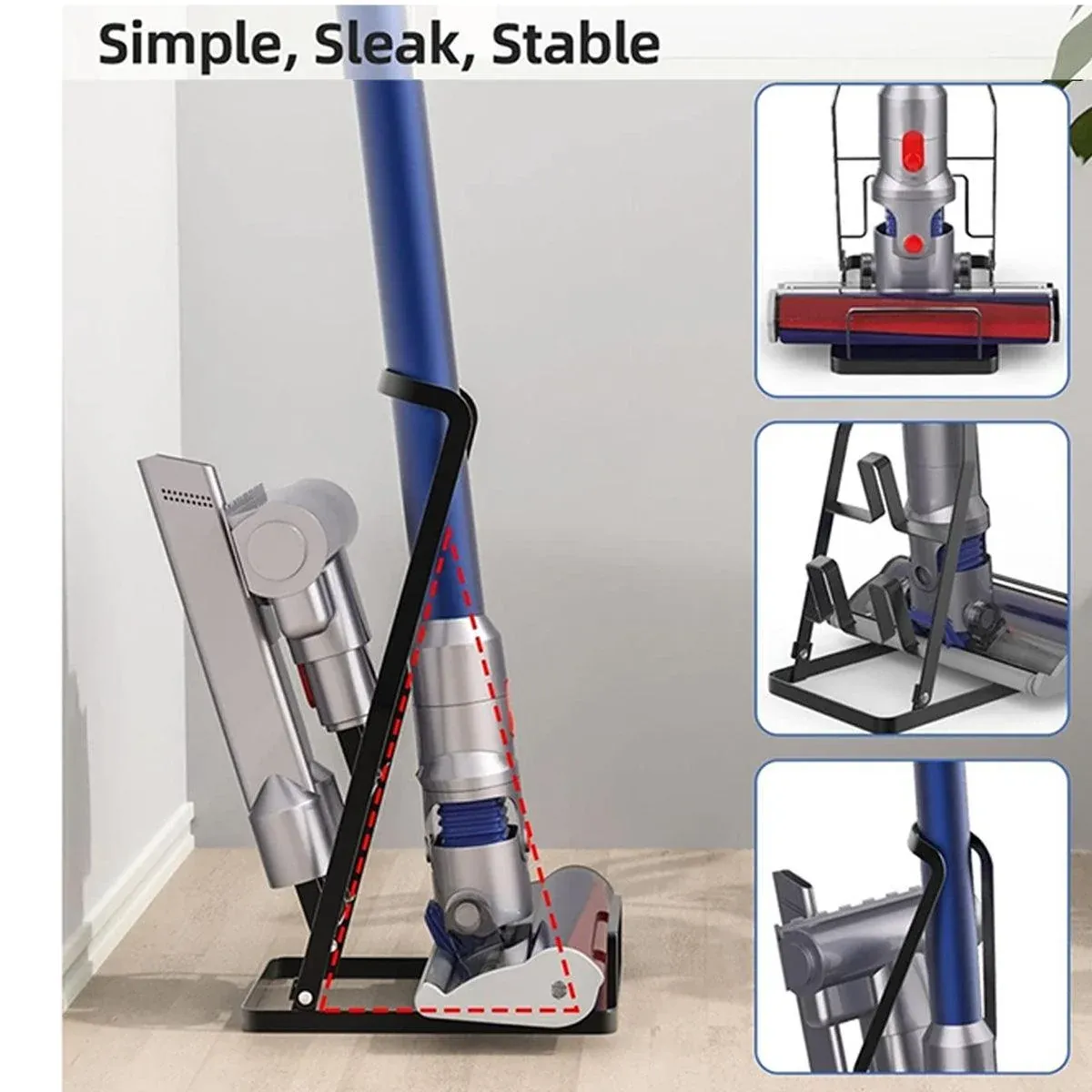 Modern Vacuum Cleaner Storage Rack Holder for Living Room Home Organizer Stand - White β image 6