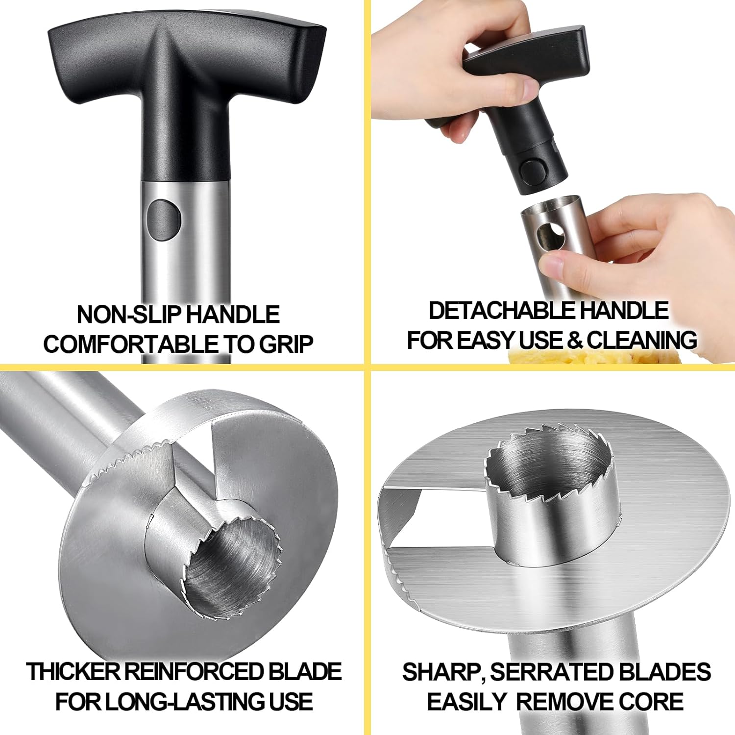 Pineapple Corer and Slicer, Heavy-Duty Stainless Steel Reinforced Thicker Blade Easy-to-Use Pineapple Core Remover & Peeler Tool โ image 5
