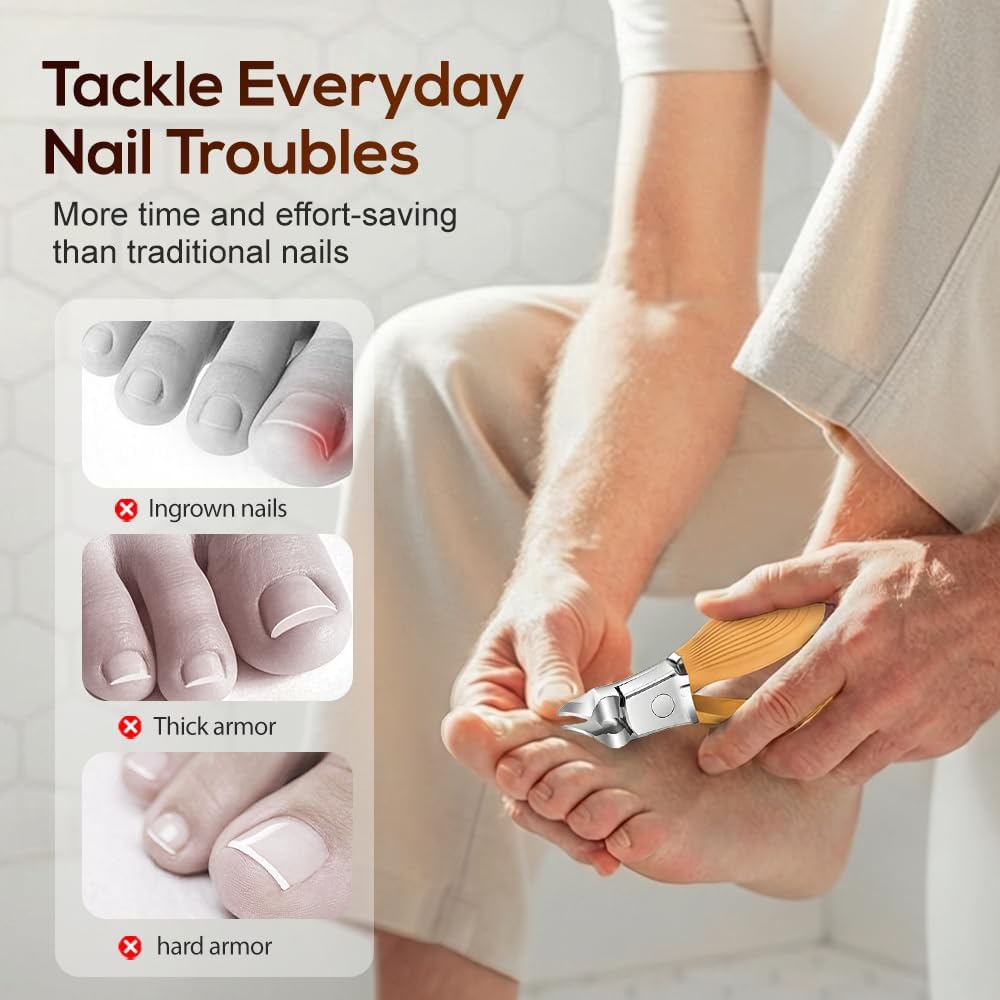 Wide Jaw Opening Anti-Splash Slanted Nail Clipper, Curved Blades for Ingrown & Thick Nails, Ergonomic Fingernail Toenail Clippers for Home e (Comb) — image 4