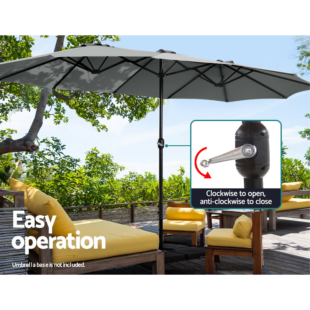 Instahut 4.57m Outdoor Umbrella Beach Pole Garden Tilt Charcoal โ image 6