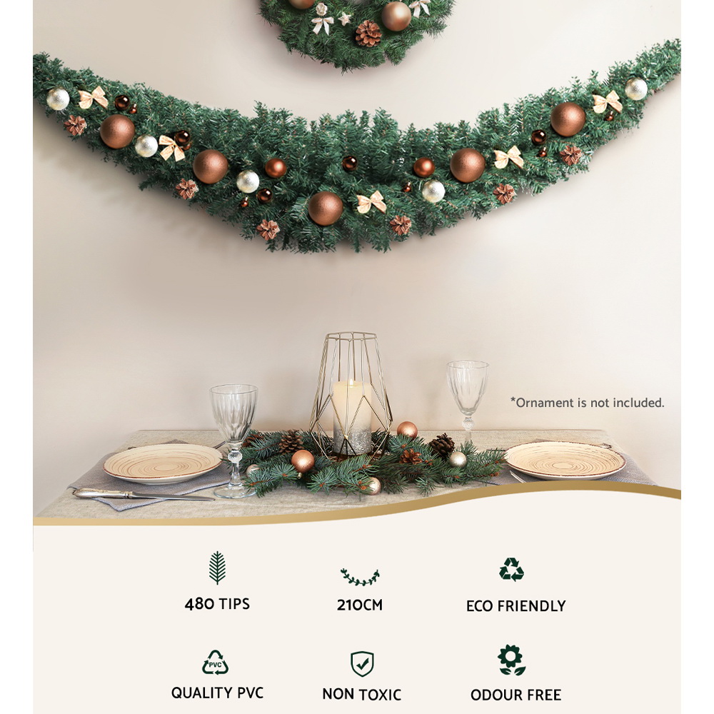 Jingle Jollys 2.1m Christmas Garland Xmas Decorations Green Wedding Party โ image 4