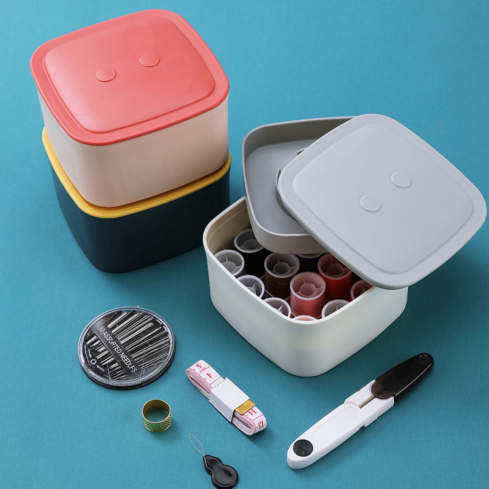 Magnetic Sewing Box PP Polyester Colorful Multifunctional Scandinavian Style Craft Storage Box for Home Pink and Purple — image 5