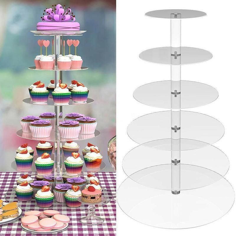 Acrylic Cupcake Tower 3 4 5 6 7 Tier Clear Cake Stand for Wedding Party - 5 Tiers — image 6
