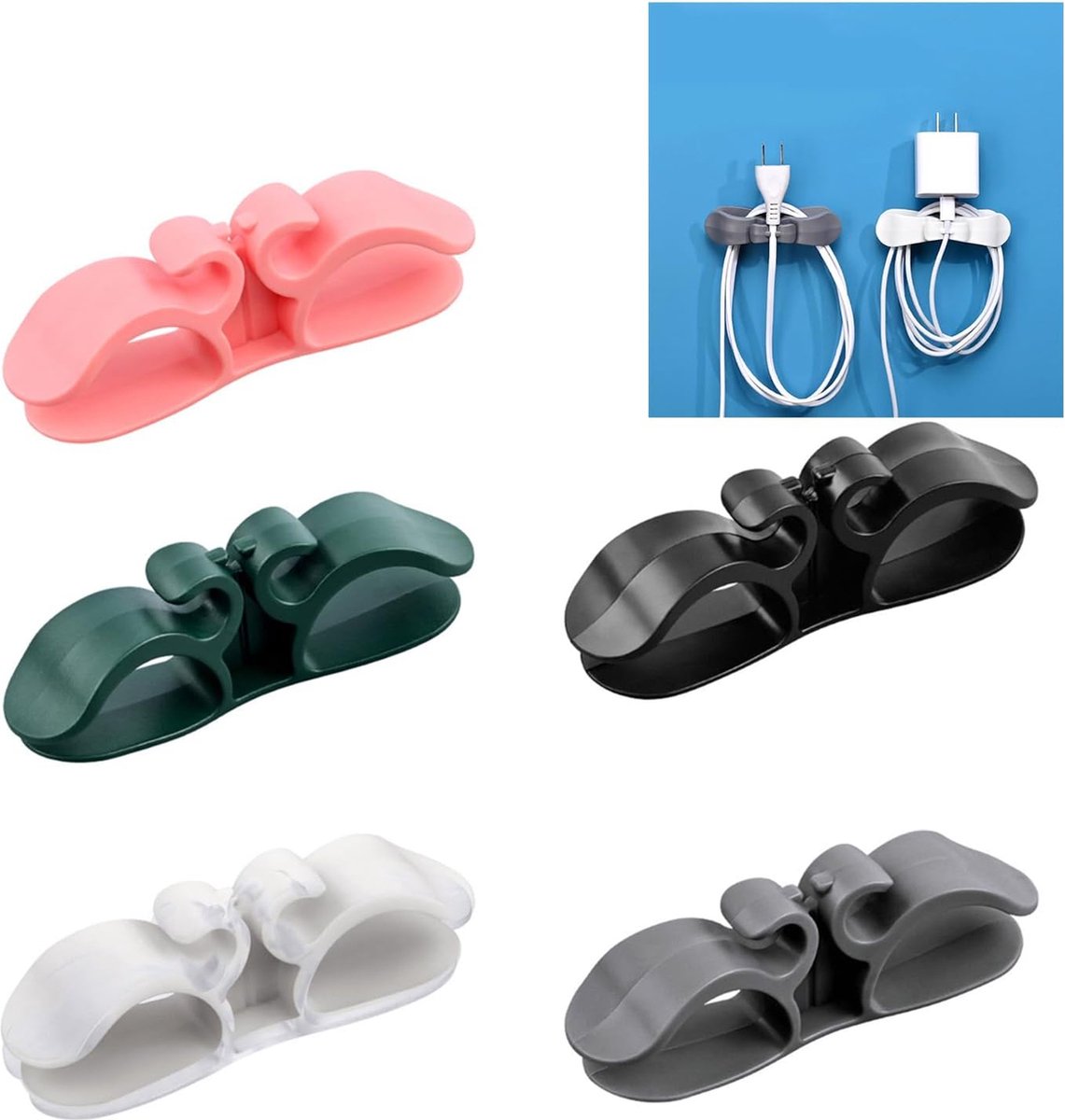 Cable Organizer - 5 Pieces - Cord Winder - Cable Winder - Self-Adhesive - Cord Organizer for Kitchen Appliances - For USB Cables, Wires, Mixers