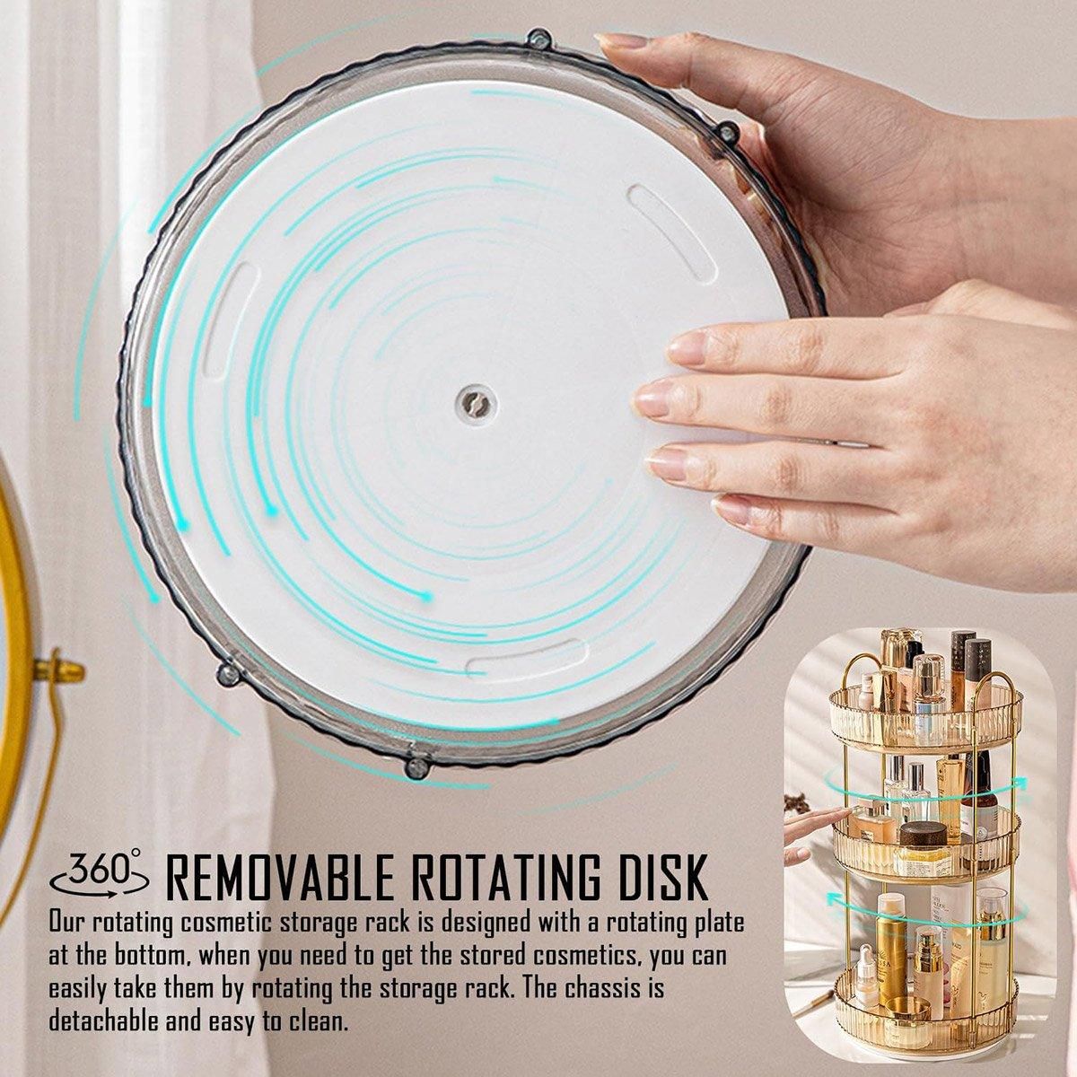 Rotating Cosmetic Organiser Home Storage Shelf Box for Makeup and Beauty Product - Green — image 6
