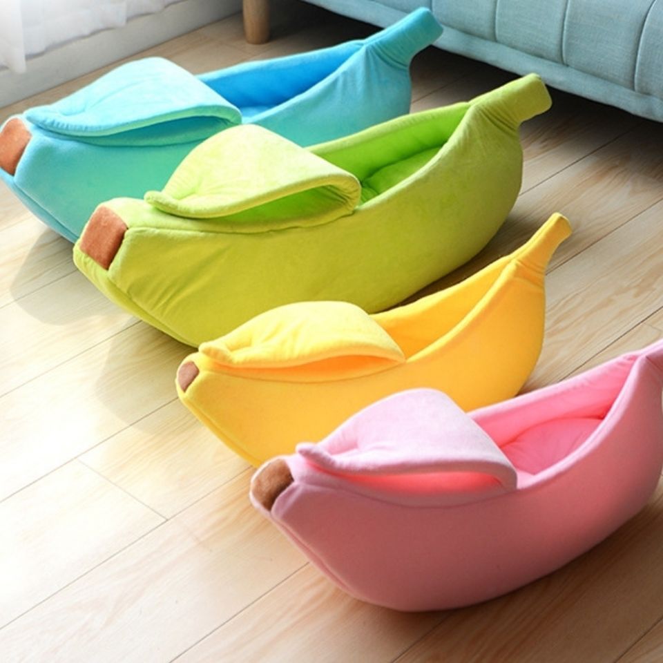 Pink Cozy Banana Peel Pet Bed - Plush & Warm Cave House for Cats & Small Dogs (Large) โ image 2