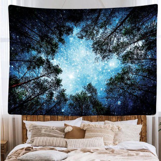 Starry Forest Night Sky Wall Tapestry, Blue Space-Themed Wall Hanging, 200 x 150 cm — image 5
