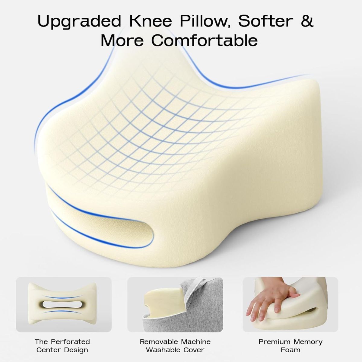 Legacy Leg & Knee Foam Support Pillow for Side Sleepers Soothing Relief for Back, Hips, Knees, Joints, Nerves & Muscles - Purple - Size 25.5cm*23cm — image 3