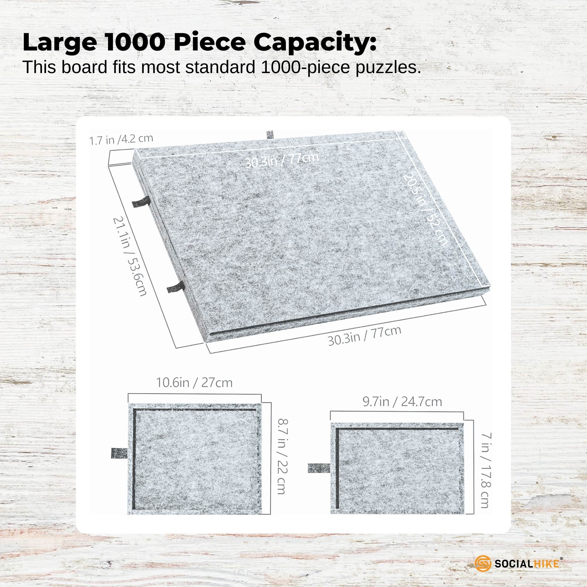 Social Hike Puzzle Board 1000 pcs - Felt Tilting Portable Cover + Drawers Silver โ image 3