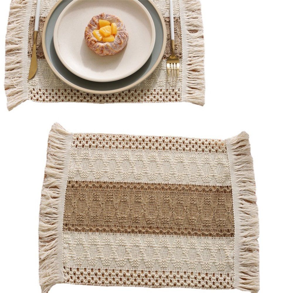 A set of 4-piece washable cotton farmhouse table mat, woven dining table decoration for home decor,Heat-Resistant Rustic Natural Rectangular Mats,30*40 — image 5