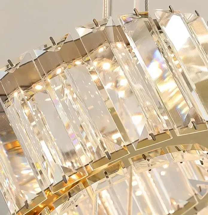 BAMDECOR C3335 Large Swirl Modern Crystal Ring Chandeliers Contemporary Round Chandelier Crystal Pendant Light(Gold-Two Rings) — image 4