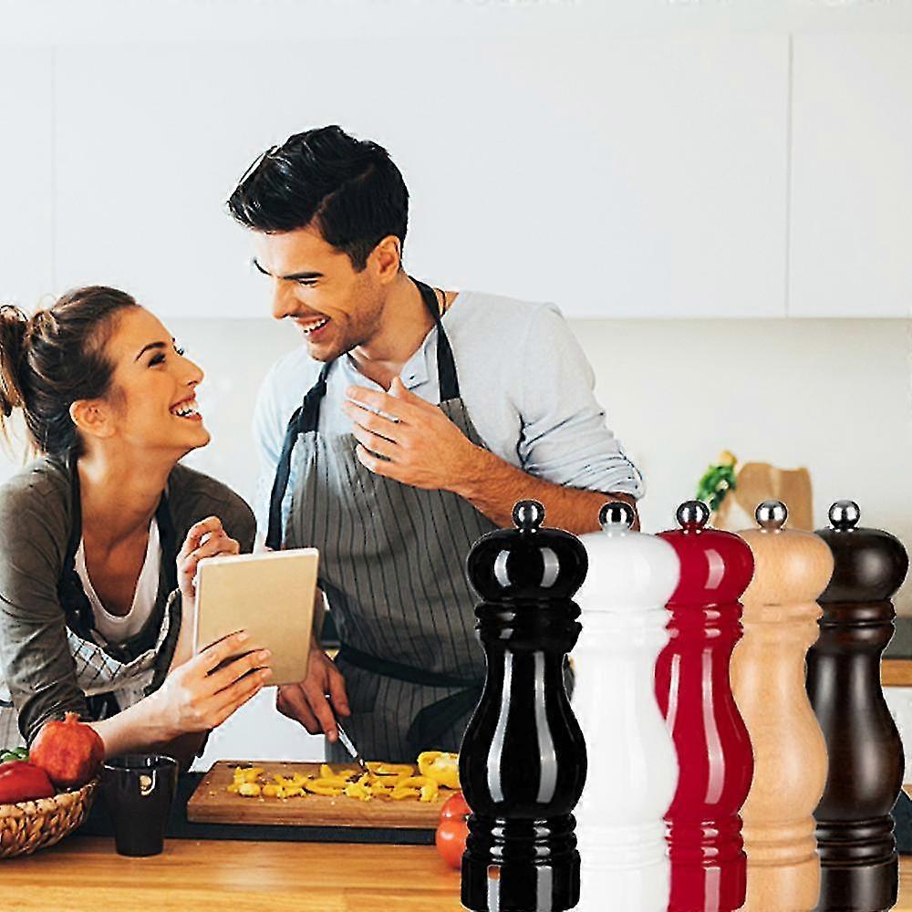 Salt and Pepper Mill Wooden Pepper Mill Salt Pepper Shaker With Adjustable Ceramic Rotor_Cheap Gifts 2pcs red โ image 5