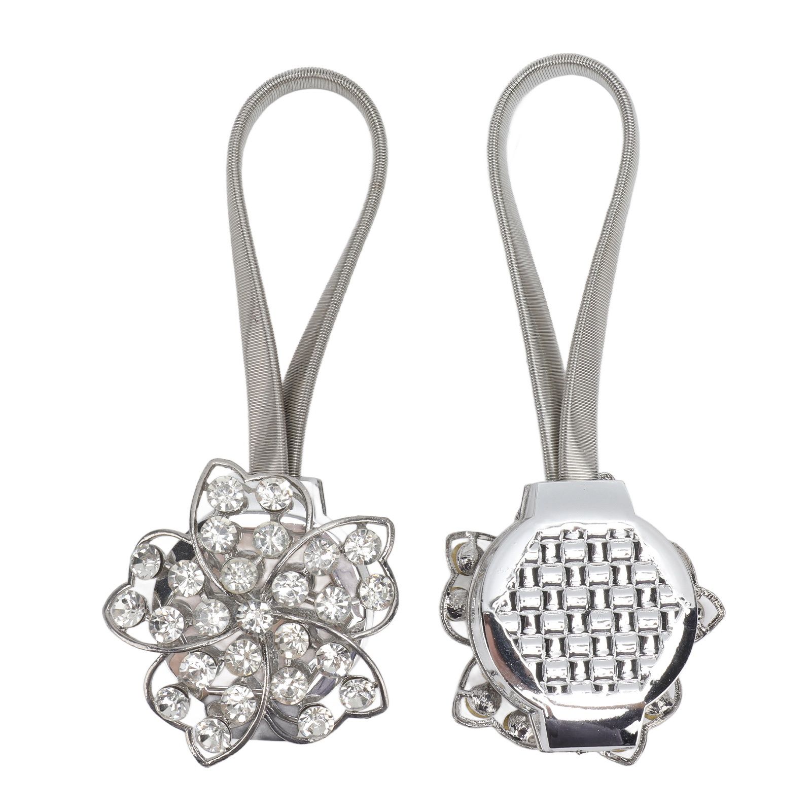 2Pcs Magnetic Curtain Tiebacks Stretchy Sparkling Crystal Flower Curtain Buckle Clips Stainless Wire Curtain Bind โ image 4