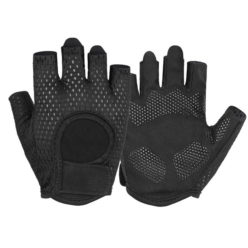 MKAS Men Women Half Finger Cycling Gloves Polyester Black ordinary 1-2041