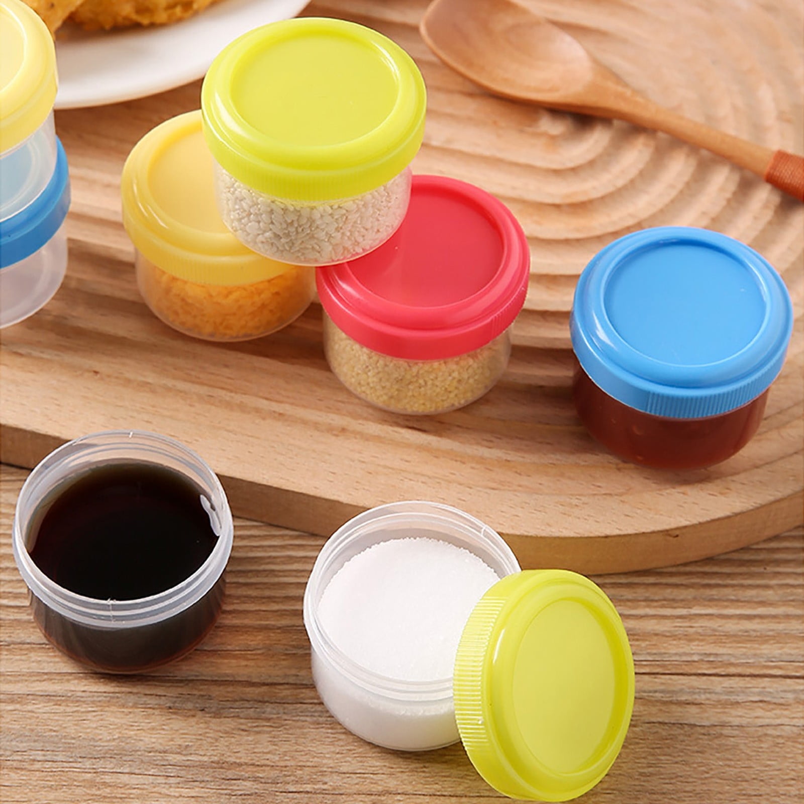 4 Pieces Clear Plastic Storage Jars with Screw-On Lids, Wide-Mouth Refillable Containers for Candy, Beads, Lotion and Food, Orange โ image 3