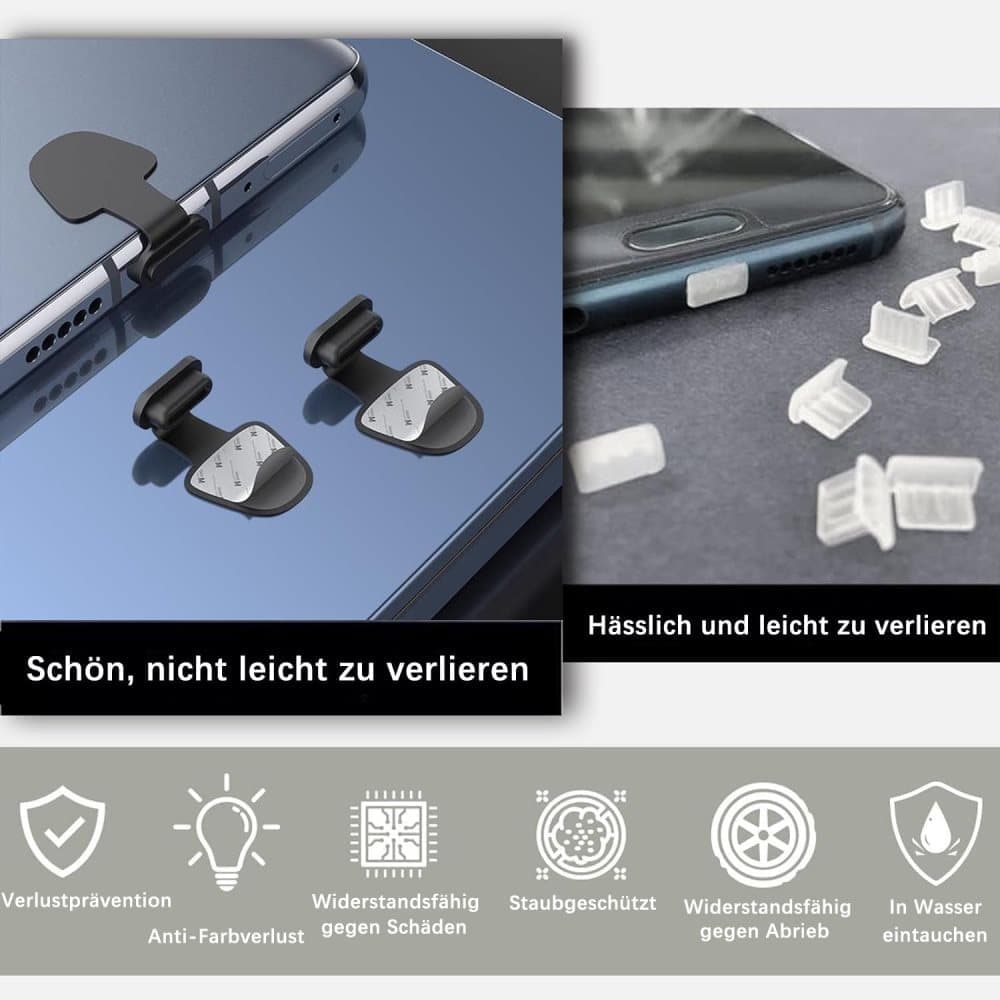 8-Pack Dust Plugs Compatible with USB-C and Lightning, Black — image 3