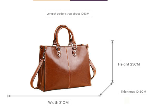 Brown Elegant Leather Handbag - Stylish Brown Tote with Adjustable Strap, Spacious and Durable โ image 5