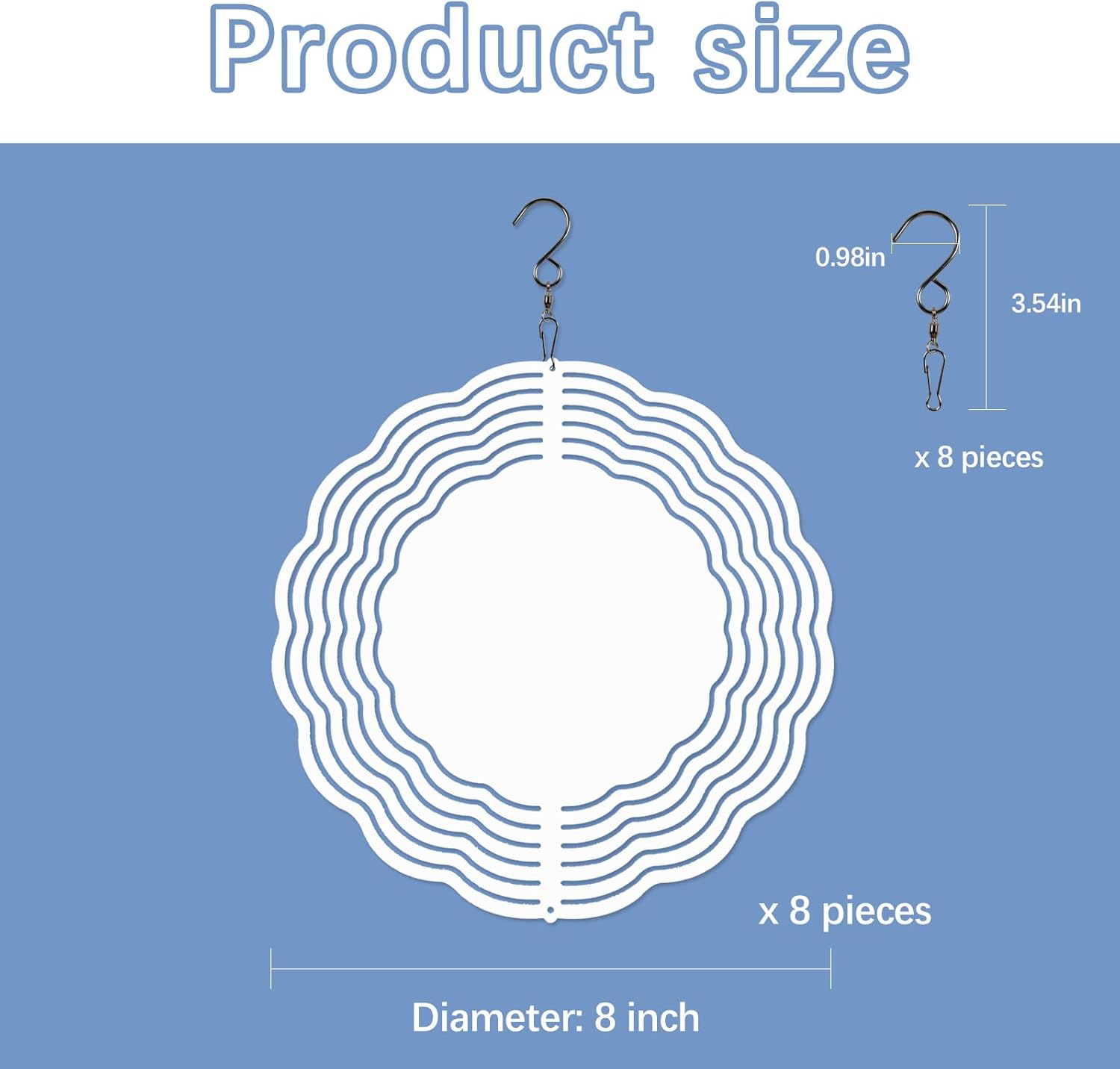 8 Pcs Sublimation Wind Spinner Blanks 8 Inch Bulk Aluminum Metal Sublimation Blanks Product Heat Press Transfer Outdoor Garden Decoration Sublimation Blank — image 2
