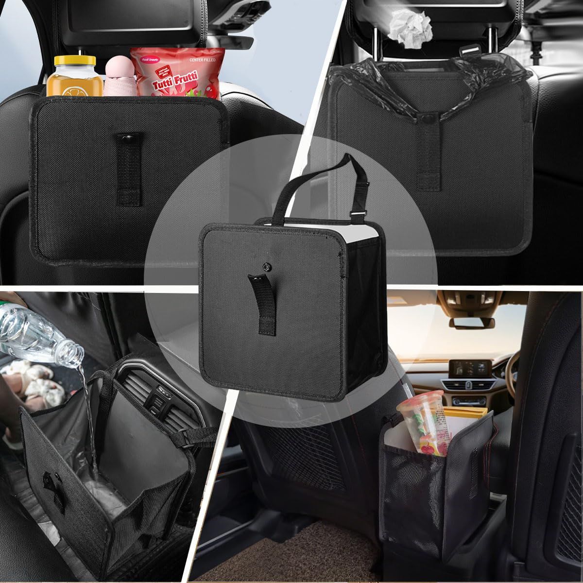 2pcs Foldable Car Trash Can, Hanging Waterproof Leakproof Trash Can Storage Bag for Car with Large Capacity, Car Interior Accessories — image 4