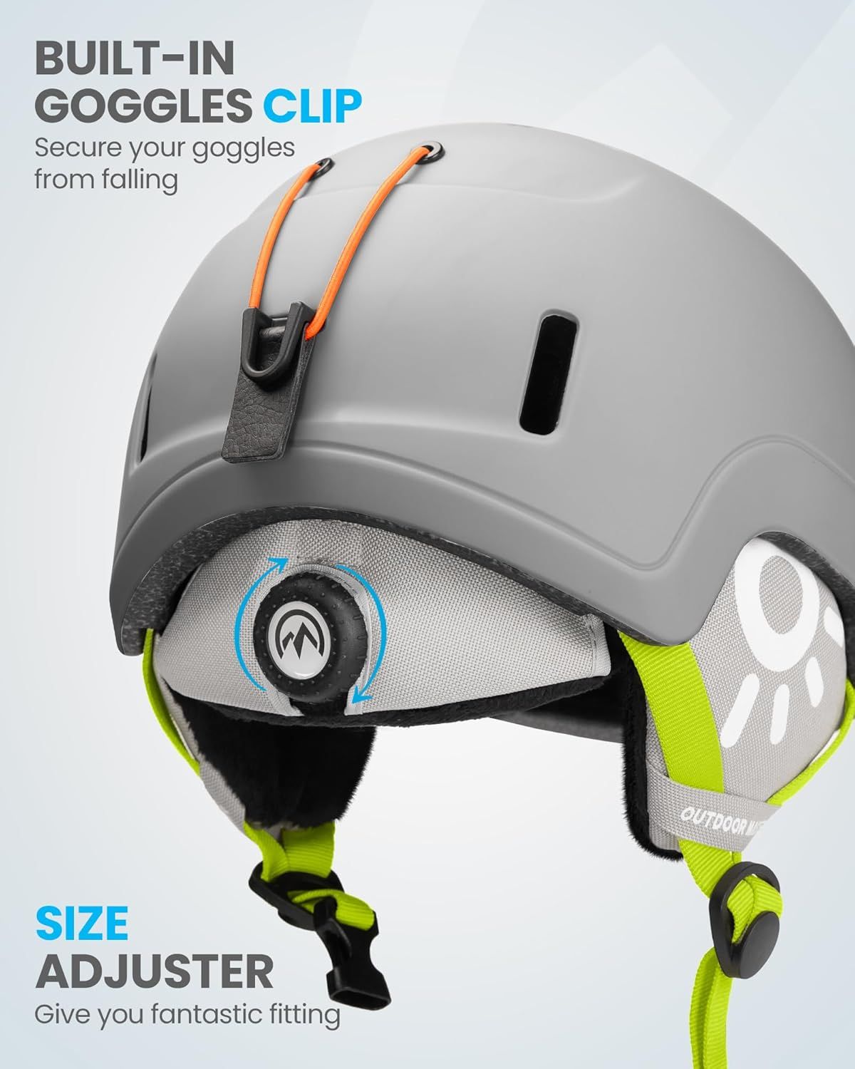 OutdoorMaster Kids Snowboarding Helmet for Boys & Girls - Durable PC Shell, EPS Foam & 12 Cooling Vents, Adjustable Dial Fit-Matte Grey,52-56cm Small — image 4