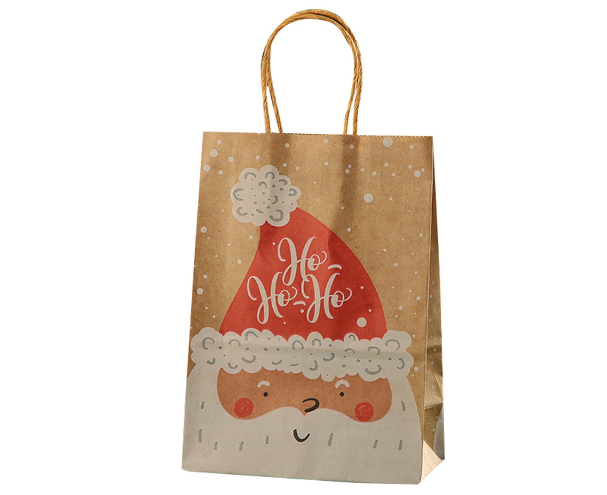 12Pcs Eye-catching Christmas Gift Bags Folding Cartoon Kraft Paper Printed Gift Pouch for Holiday-S โ image 2