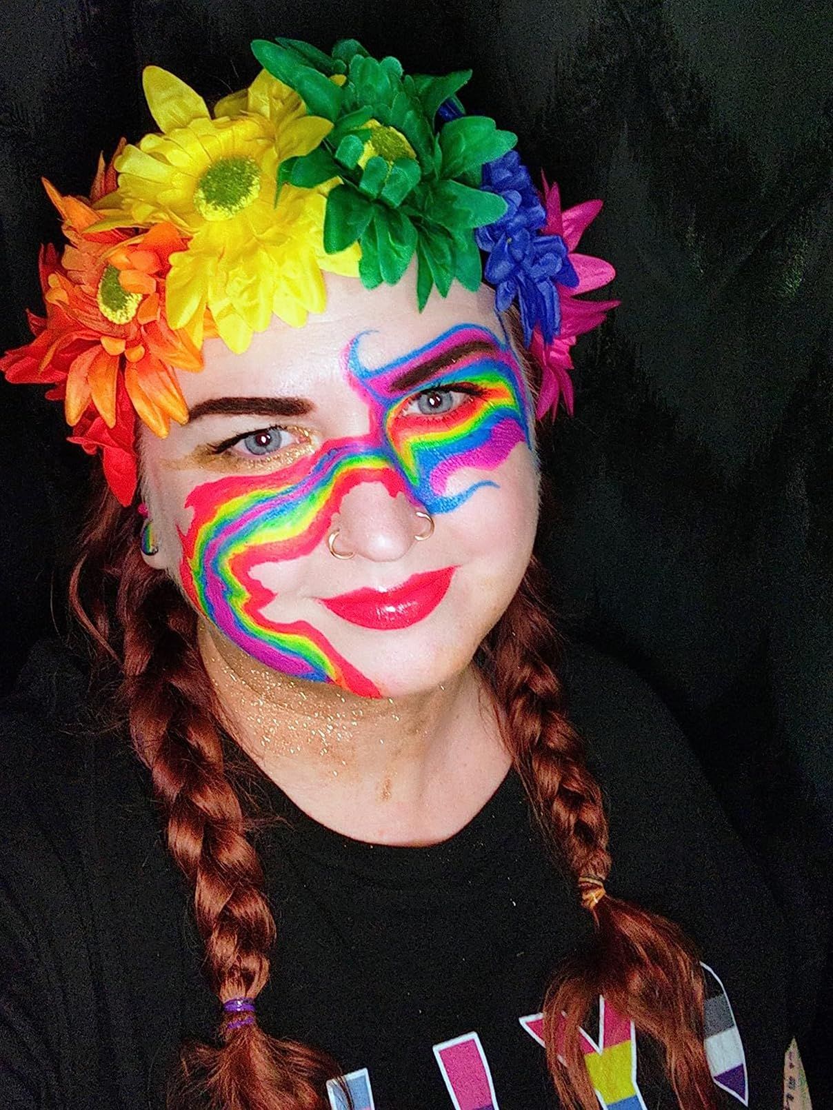 Dazzling Sunflower crown Boho crown Sunflower headband Flower Hair Accessory (Rainbow) Elastic band fits most heads โ image 2