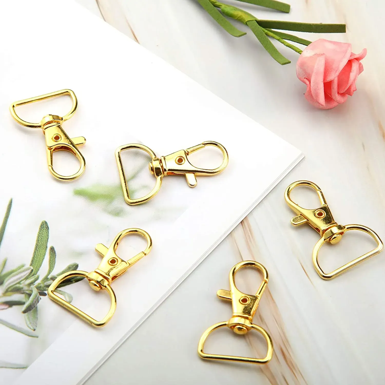 Swivel Snap Hooks with 1 Inch D Ring Lobster Clasps for Tactical Gear and Dog Leashes, 35 Pcs, 25mm, Daily Comfort Use — image 4