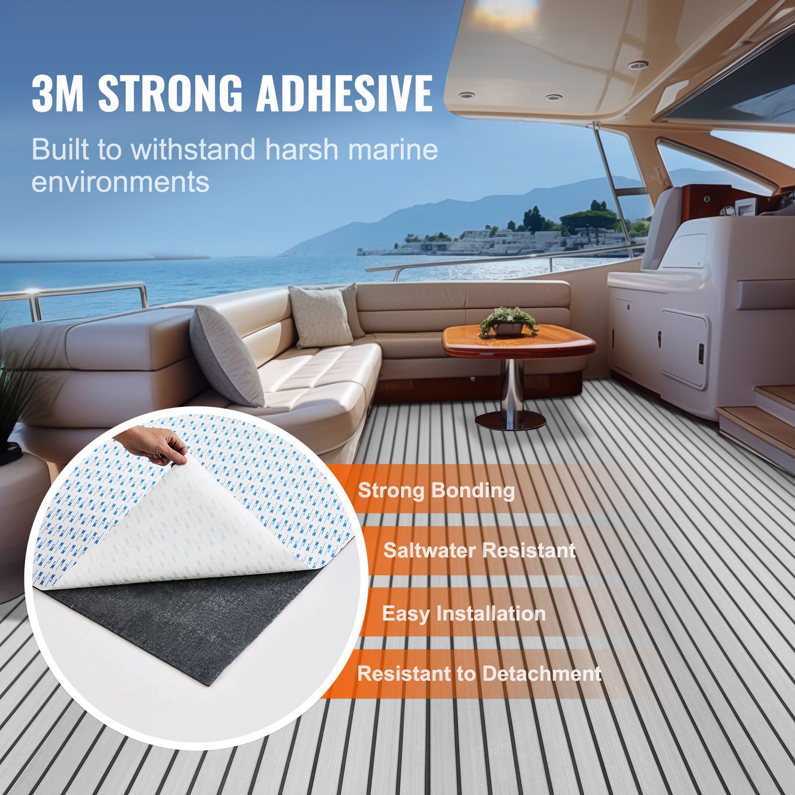 Boat Flooring, EVA Foam Boat Decking 94.5" x 45.7", Non-Slip Self-Adhesive Flooring, 29.9 sq.ft Marine Carpet for Boats, Yacht, Pontoon, Kayak Decking — image 3