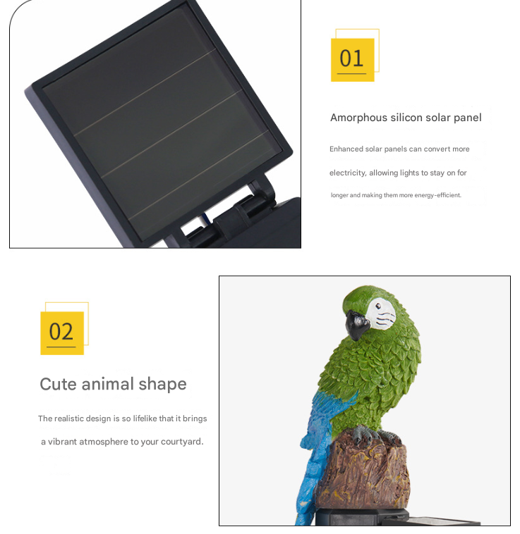 Blue Solar Powered Parrot Garden Stake Lights - Hand-Painted Waterproof Resin LED Landscape Lamps for Outdoor Patio, Lawn, and Yard Decoration โ image 4