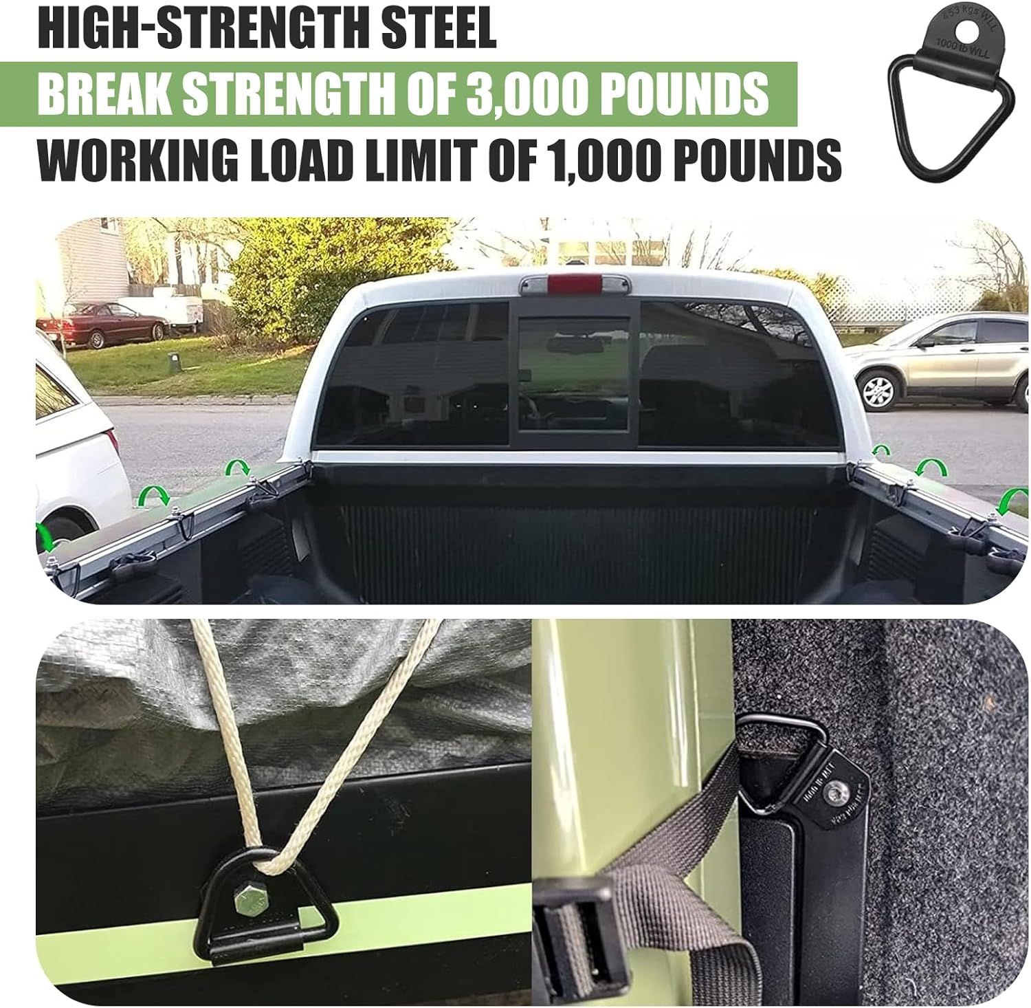 4 PCS Cargo Tie Down Anchors, Heavy Duty V-Shaped Trunk Hook, Multi-Function Anti-Rust Secure Anchor, Universal Embedded Installation Accessory for Off-Roads โ image 4