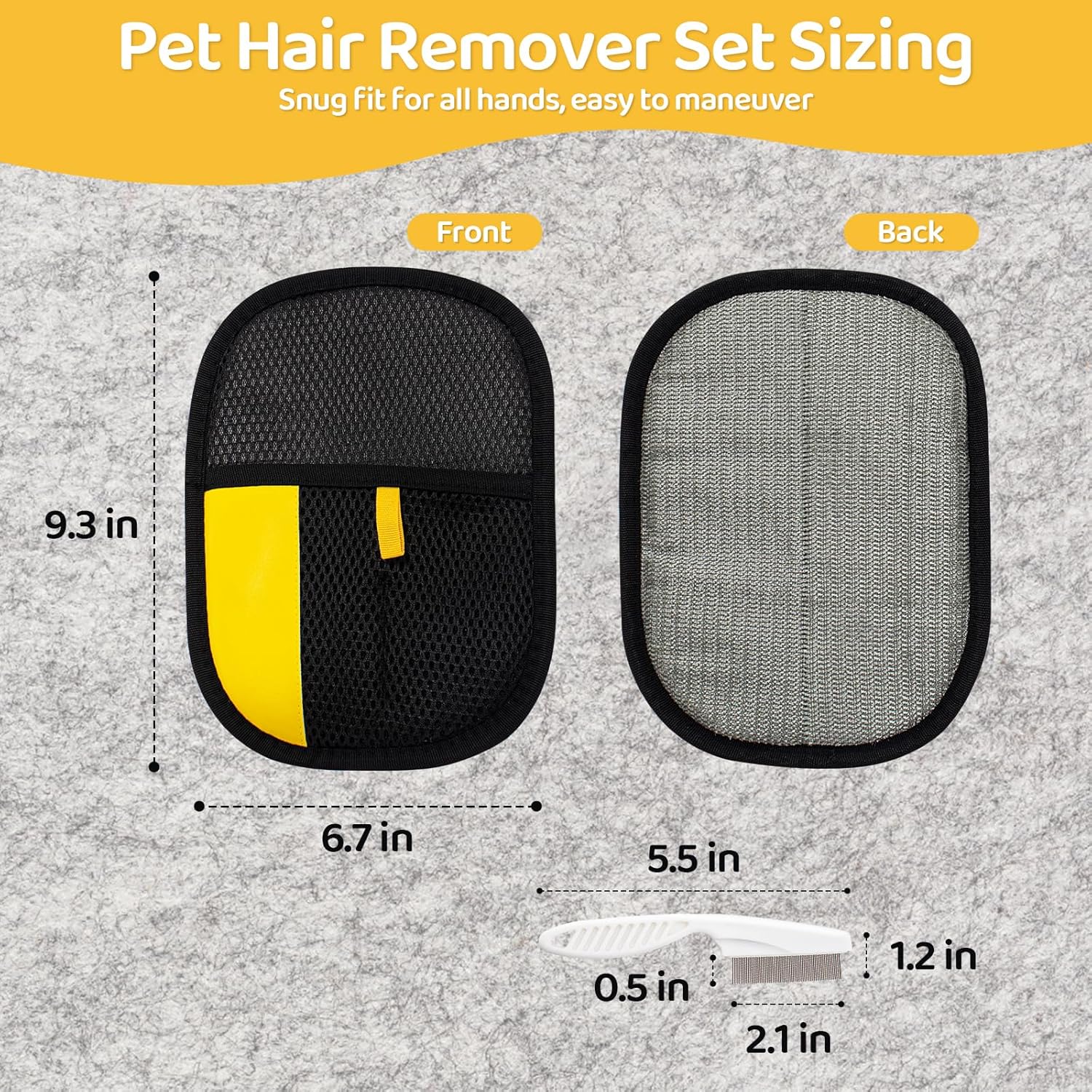 Pet Hair Removal Glove for Dogs & Cats, Upgraded 2PCS Electrostatic Pet Hair Remover with Grooming Comb, Reable Washable Magic Brh Hair Tool Mitt for Clothing — image 5