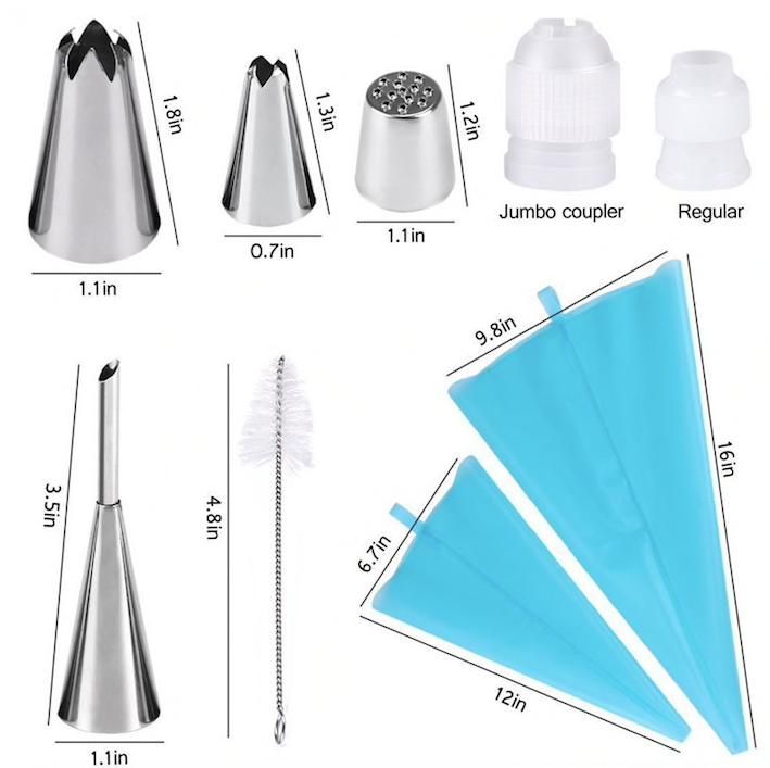 27pcs Liquor Tips, Bag & Connector Cake Decorating Tool Set, Turquoise — image 2