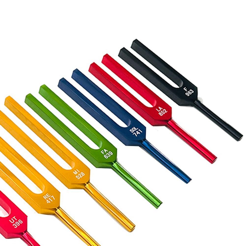 9 Piece Colorful Aluminum Alloy Tuning Forks For Therapy, Voice Therapy Colored 9-piece group — image 4