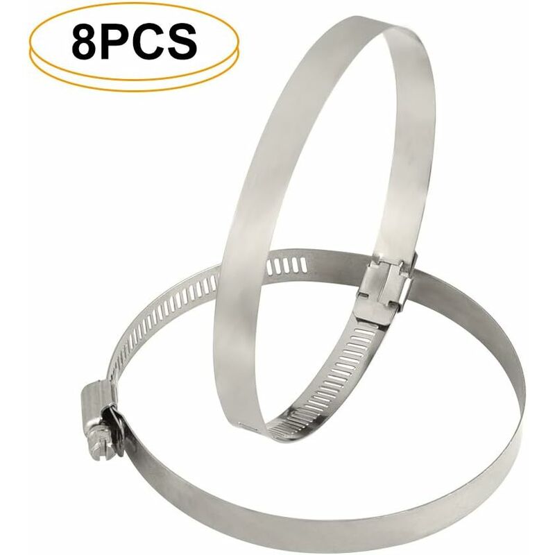 8 pcs Hose Clamp, Adjustable 91-114Mm Stainless Steel Hose Clips Sizes For Fixing Hoses And Pipes — image 3