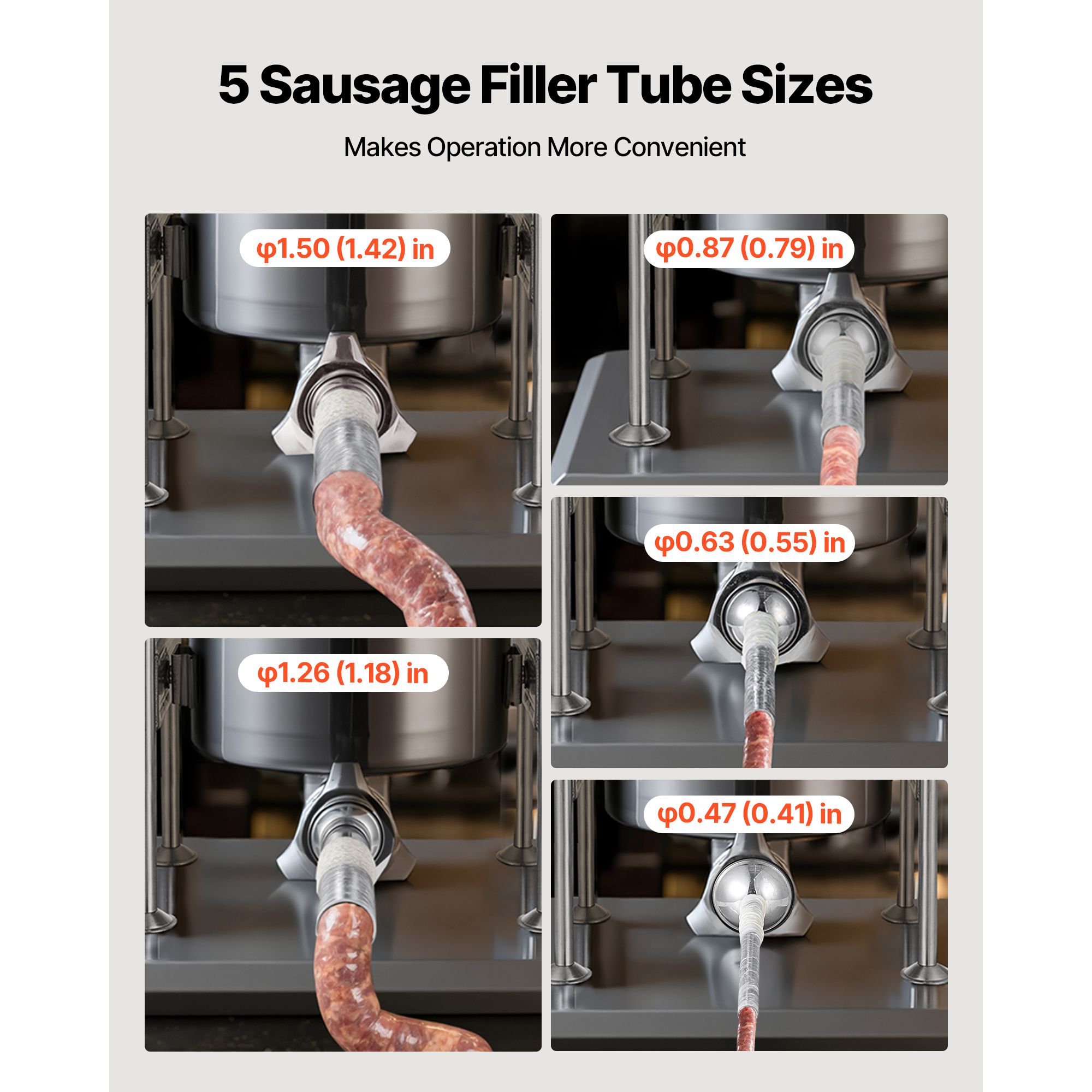 Manual Sausage Stuffer, 22 LBS / 10 L Vertical Meat Stuffer, Dual-Speed Sausage Casing Meat Filling Machine, Stainless Steel Heavy Duty Filler with 5 Stuffing — image 5