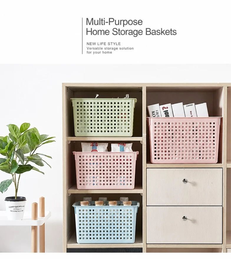 Shallow Plastic Storage Basket, Large Size, 13.78x10.24x3.35in, White, A4 Document & Snack Storage Bin, Versatile Household Gift ā image 6