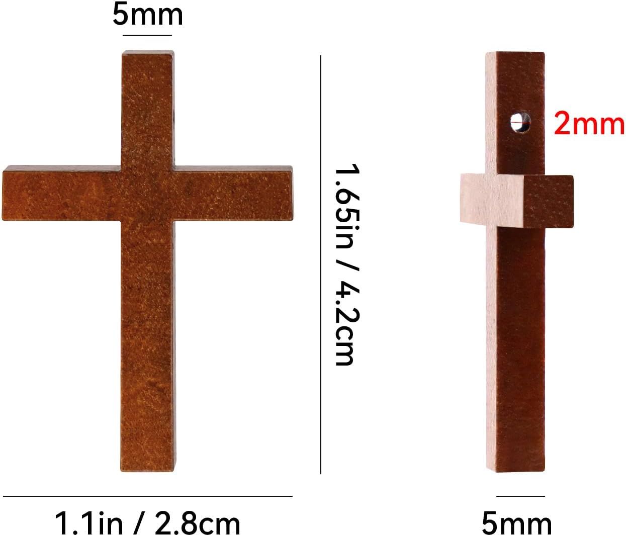 50 Pack Small Wooden Cross Pendants, Unfinished Wood Charms for Easter Crafts, Baptism Favours, Rosary Jewellery and DIY Decor, 3 x 4.1 cm — image 3